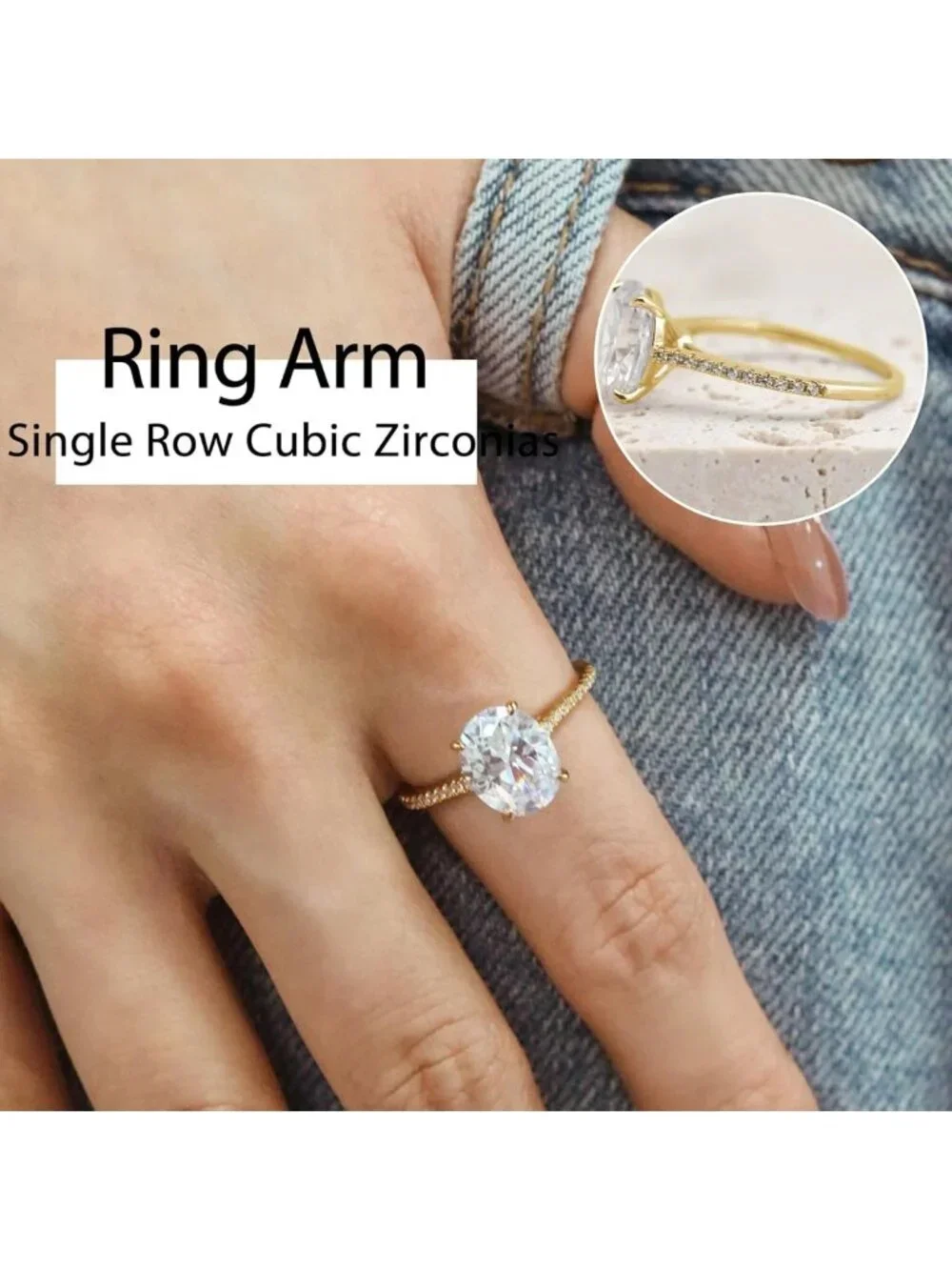 Stunning 925 Sterling Silver CZ Engagement Rings, 18K Gold Plated, Various Cuts